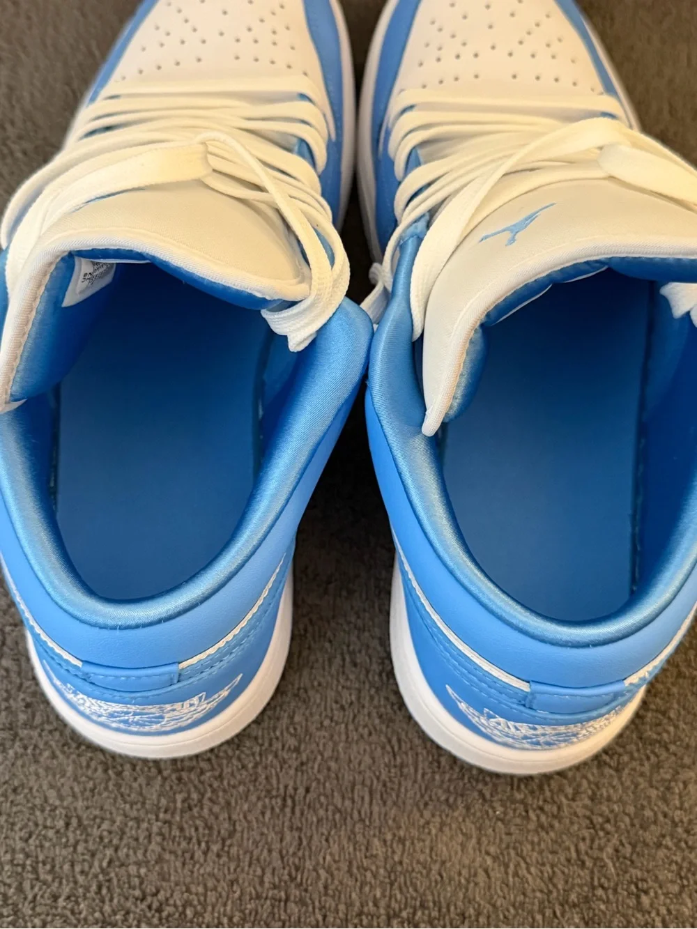 Nike Air Jordan 1 Low in men’s size 10 1/2. In the University Blue/ White